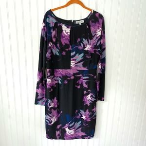 Jennifer Lopez Knee Length Abstract Matte Jersey Dress XL EUC